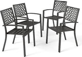 Wrought Iron Patio Outdoor Dining Chairs, Portable Black Outdoor Patio Chairs Set