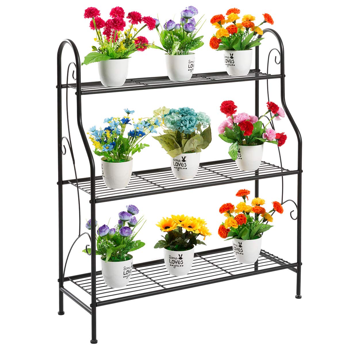 Florara 3-Tier Metal Plant Stand – Black Decorative Rack