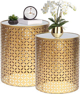 End Tables Set of 2, Gold Nesting Side Coffee