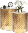 End Tables Set of 2, Gold Nesting Side Coffee