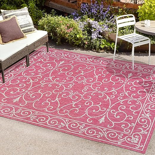 SMB106B-3 Charleston Vintage Filigree Textured Weave Red/Beige