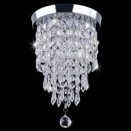 Mini Crystal Chandelier, Modern Small Chandeliers Ceiling Light Fixture Square Flush