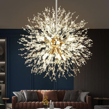 Modern Crystal Chandeliers Firework, Semi Flush Mount Ceiling Light Fixtures