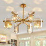 6 Light Chandelier, Large Ceiling Light Fixture with Glass Classic