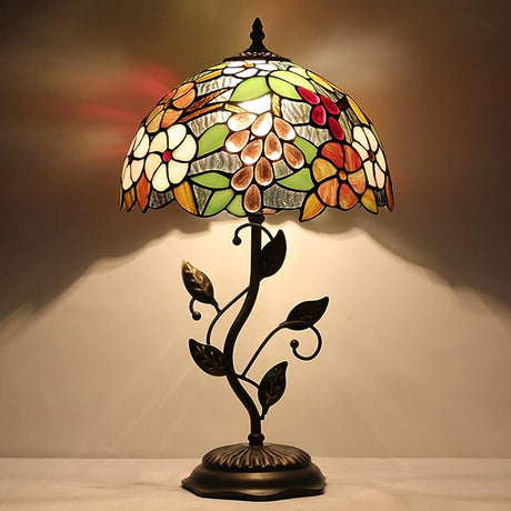 Tiffany Table Lamp, Stained Glass Lamp,Rose Desk Light W12H19