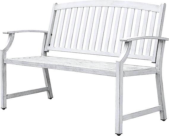 Garden Bench, Outdoor Benches with Anti-Rust Aluminum Steel Metal Frame