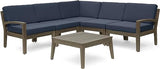 Roy Outdoor Acacia Wood 5 Seater  Sofa Set with Coffee Table