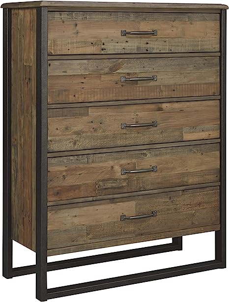 Brennagan Modern Vintage 5 Drawer Chest of Drawers, Grayish Brown