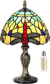 Tiffany Table Lamp Stained Glass Crystal Bead Style Table Light