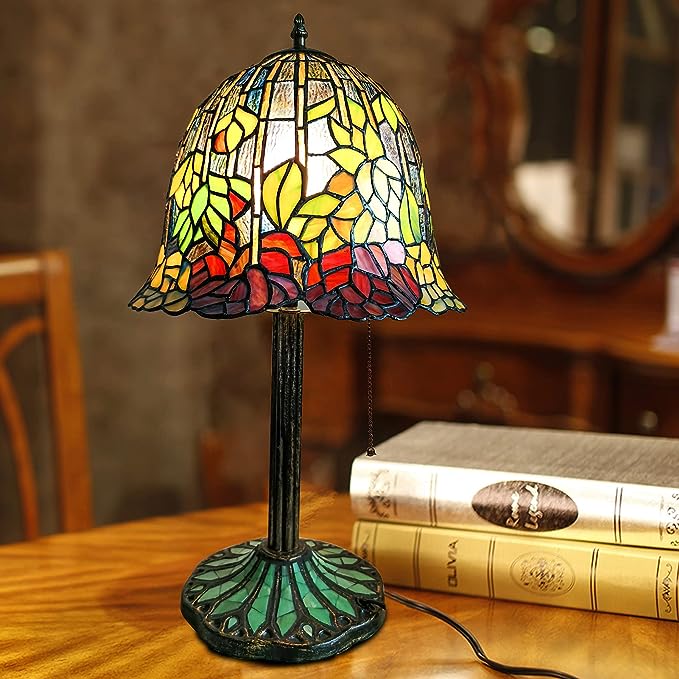 Bedside Table Lamp LED E26 Bulb Tiffany Stained Glass Grape Rose Handmade