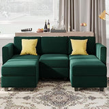 Modular Sectional Sofa with Double Chaise Velvet U Shaped Sofa Reversible Sectional Couch