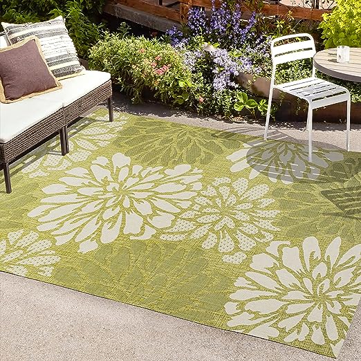 SMB110B-8 Zinnia Modern Floral Textured Weave Indoor Outdoor Area-Rug