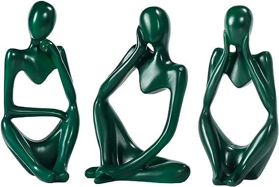 Thinker Statue Gold Decor Abstract Art Sculpture, Golden Resin Collectible Figurines