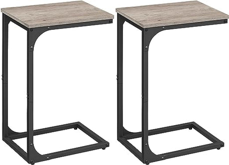 C-Shaped End Table Set of 2, Small Side Table for Couch