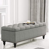 Button-Tufted Ottoman with Storage in Upholstered Fabrics