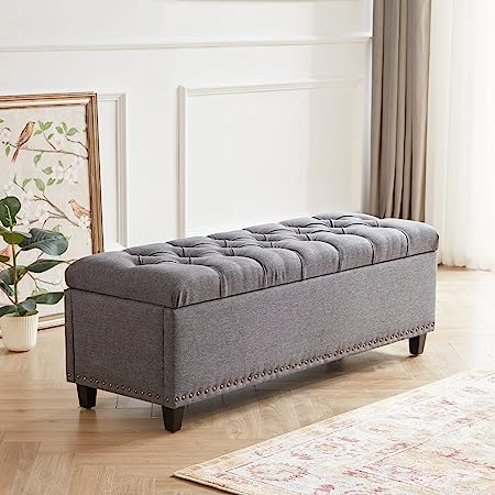 Ottoman with Storage，50.8-inch Storage Bench