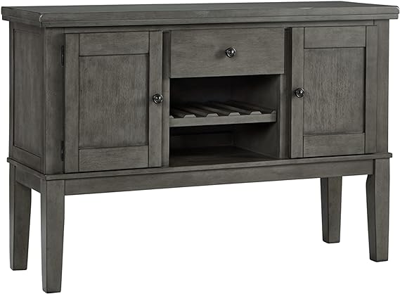 Haddigan New Traditional Dining Room Buffet with Wine Rack, Dark Brown