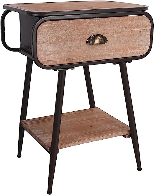 Nightstands Farmhouse Nightstand Bedside Table with Storage Drawer and Shelf, Small End Side Table