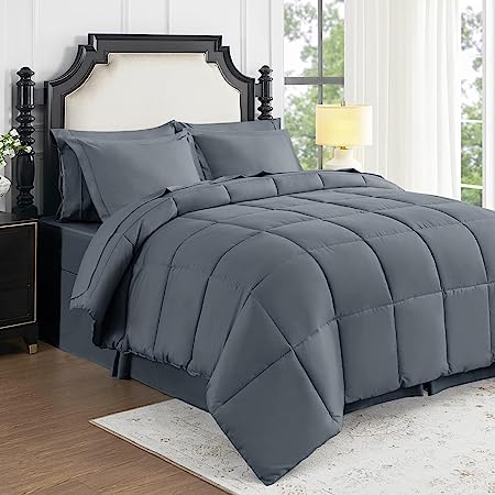 King Size Comforter Set,7 Pieces Bed in a Bag Green Tufted Comforters King Size