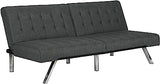 Emily Futon With Chrome Legs, Navy Linen