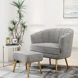 Velvet Accent Chair with Ottoman, Upholstered Modern Single Sofa Side Chair