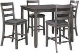 Coviar 5 Piece Counter Height Dining Set, Includes Table, Brown