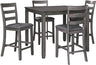 Coviar 5 Piece Counter Height Dining Set, Includes Table, Brown