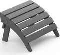 Folding Adirondack Ottoman, No-Assembly Outdoor Footrest, Weather Resistant Patio Footstool