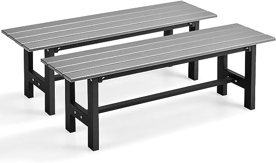 2-Person Outdoor Bench Seat - Backless Patio Bench, 47” Outside Chair