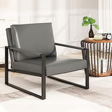 Modern PU Leather Accent Chair Arm Chair with Extra-Thick Padded Backrest