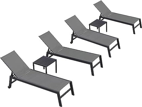 Patio Chaise Lounge Set 4 Pieces Aluminum Outdoor Lounge Chairs