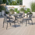 Patio Wicker Rattan Chair, Set of 4 Round Back Patio Dining Chairs