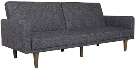 Paxson Convertible Futon Couch Bed with Linen Upholstery and Wood Legs