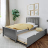 Twin Bed, Wood Bed Frame with Headboard For Kids with Trundle