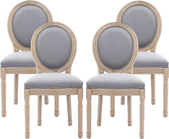 French Country Dining Chairs Set of 4, Farmhouse Fabric Dining Room Chairs