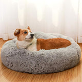 Shag Vegan Fur Donut Comfortable Dog Bed for Medium Dogs