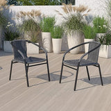 2 Pack Medium Brown Rattan Indoor-Outdoor Restaurant