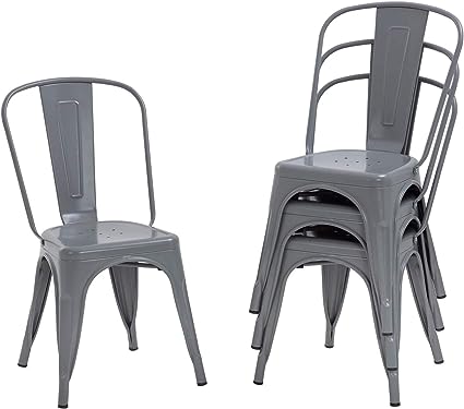 Metal Dining Chairs Set of 4 Indoor Outdoor Chairs Patio Chairs