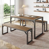 3PC 47.2" Dining Table Set for 4-6, Heavy Duty Kitchen Table with Benches