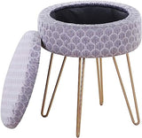 Cpintltr Velvet Storage Ottoman Round Footrest Stool Multifunctional Upholstered Ottoman