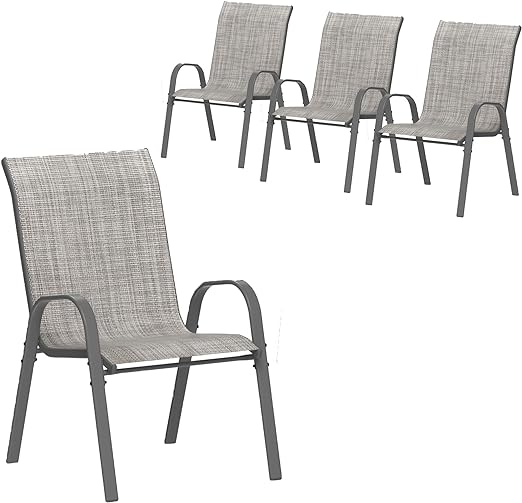 Patio Chairs Set of 4, Outdoor Stackable Dining Chairs for All Weather