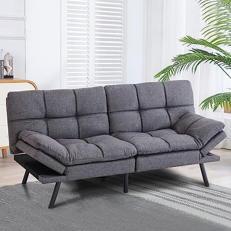 Futon Sofa Bed/Couch,3” Memory Foam Small Splitback Sofa