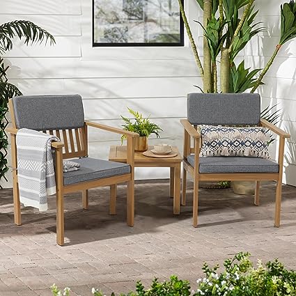 Patio Set 3 Piece Acacia Wood Outdoor Patio Furniture Set FSC Certified