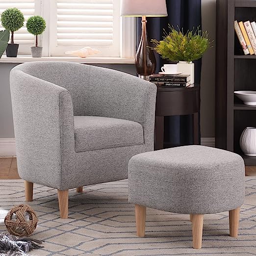 Modern Accent Chair, Upholstered Arm Chair Linen Fabric Single Sofa Chair