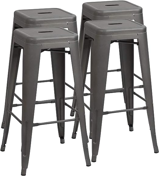 30 Inches Metal Bar Stools Bar Height High Backless Stools