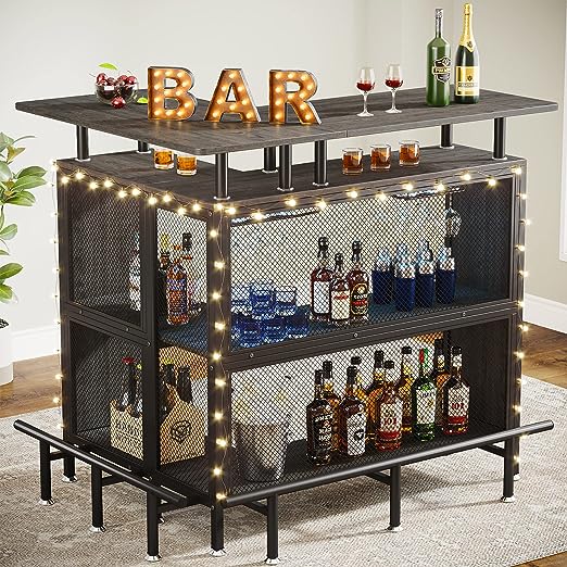 Home Bar Unit, L-Shaped Liquor Bar Table