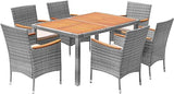 Dining 7 PCS Furniture, Patio Conversation Set with Acacia Wood Table Top