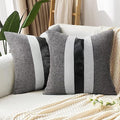 Faux Leather and Linen Throw Pillow Covers Black and White Pillows Decorative Throw Pillows Covers
