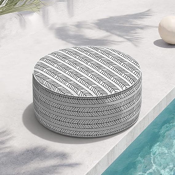 Indoor/Outdoor Inflatable Ottoman D21 x H9 inch, Round Footstool Inflatable Foot Rest Ottoman