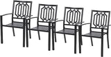 Wrought Iron Patio Outdoor Dining Chairs, Portable Black Outdoor Patio Chairs Set